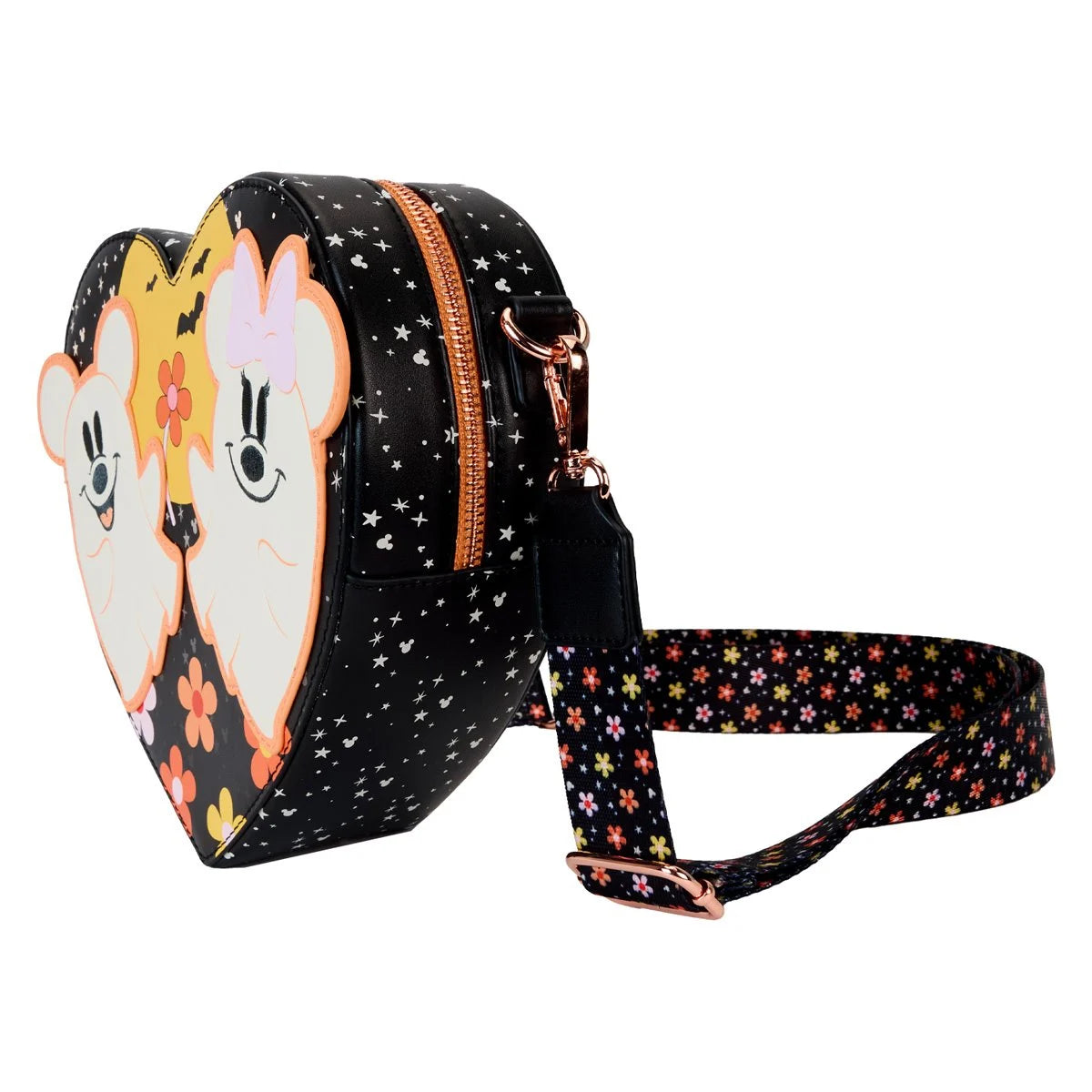 Disney Mickey Minnie Floral Ghost Glow Halloween Loungefly Crossbody Bag