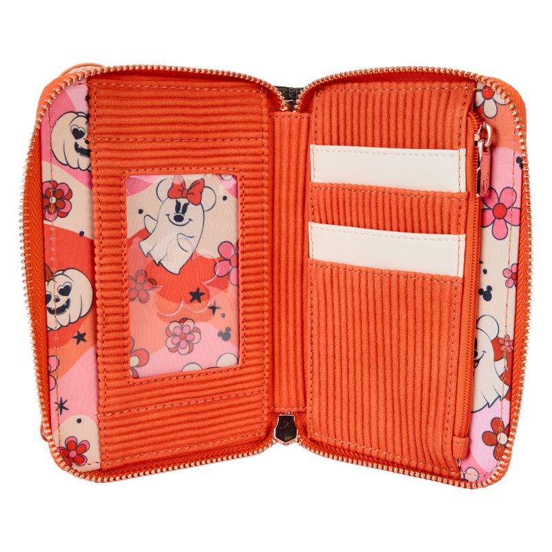 Disney Mickey Minnie Floral Ghost Glow Halloween Loungefly Zip Around Wallet