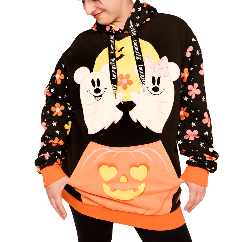 Disney Mickey Minnie Floral Ghost Glow Unisex Hoodie Loungefly