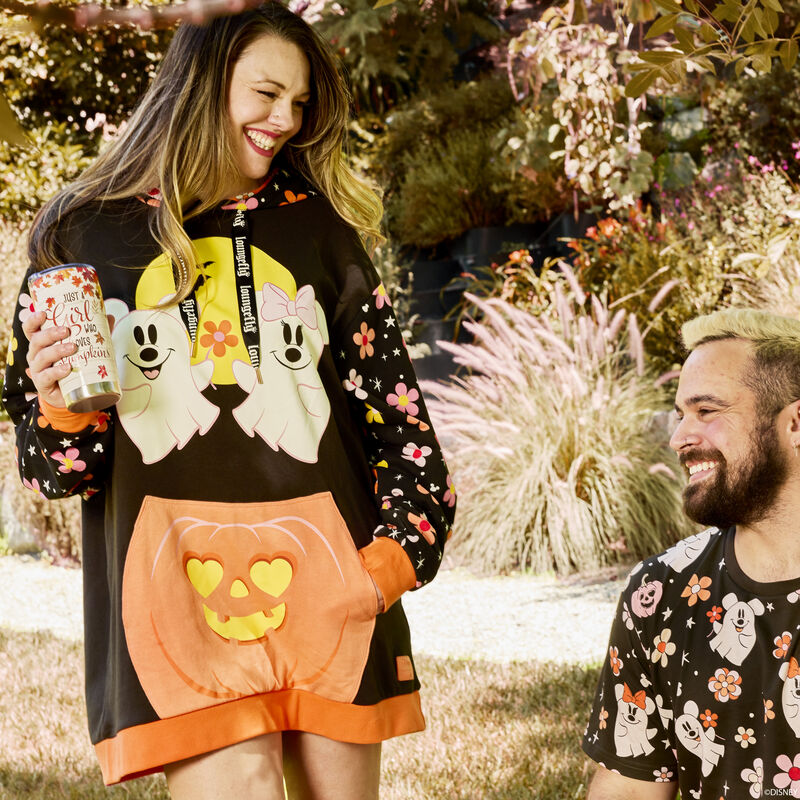 Disney Mickey Minnie Floral Ghost Glow Unisex Hoodie Loungefly