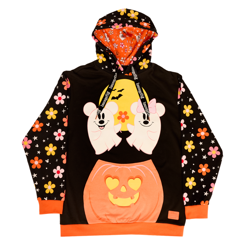 Disney Mickey Minnie Floral Ghost Glow Unisex Hoodie Loungefly