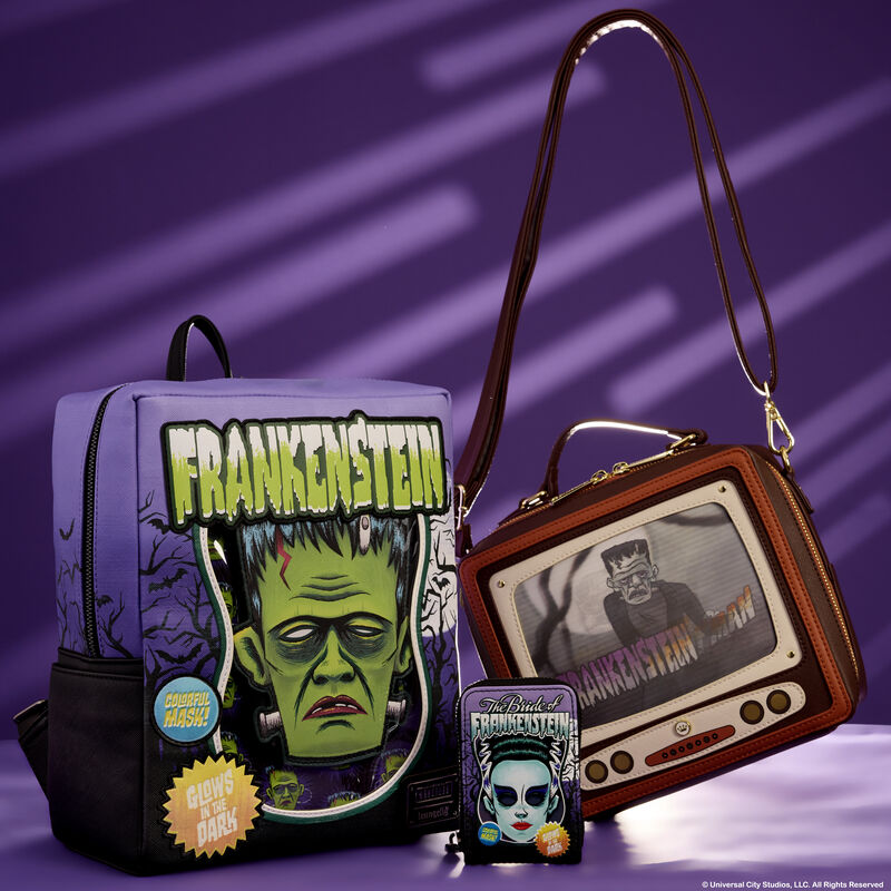 UNIVERSAL MONSTERS | Bride of Frankenstein Mask Glow Accordion Zip Around Wallet-Wallet-LFUMWA0006-Classic Horror Shop