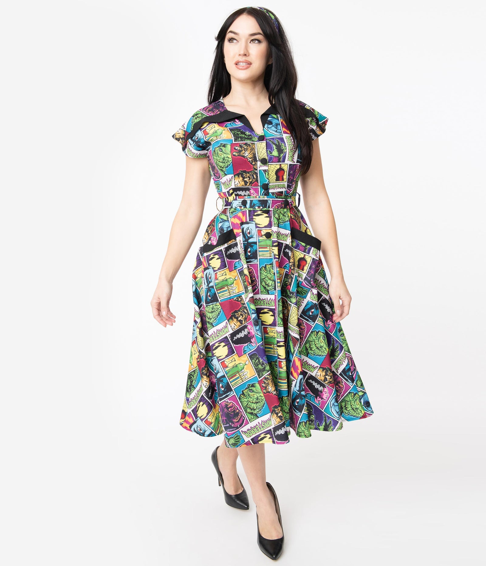 UNIVERSAL MONSTERS | Print Hedda Swing Dress by Unique Vintage